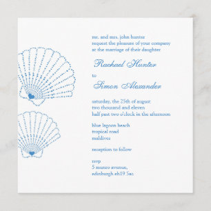 Shell Love Heart Beach Wedding Invitiation Invitation