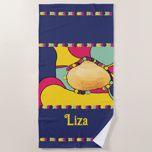 shell modern abstract design beach towel (Front)