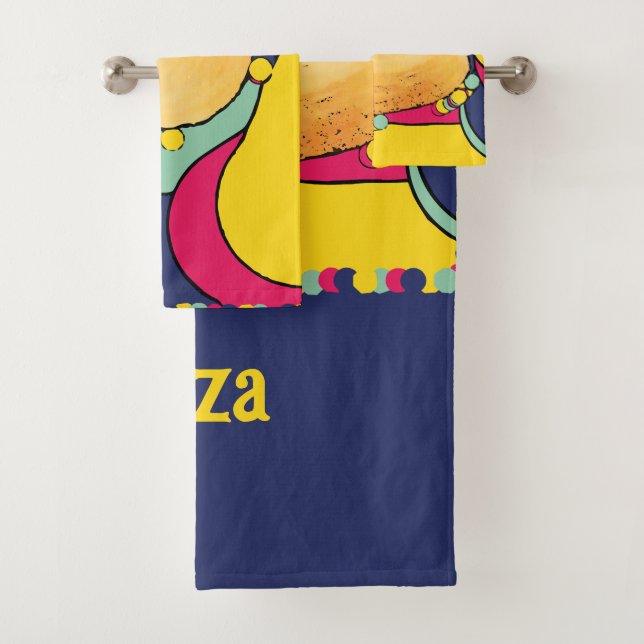 shell modern abstract design summer and beach bath towel set (Insitu)