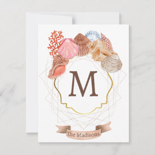 Shell Monogram Crest Card