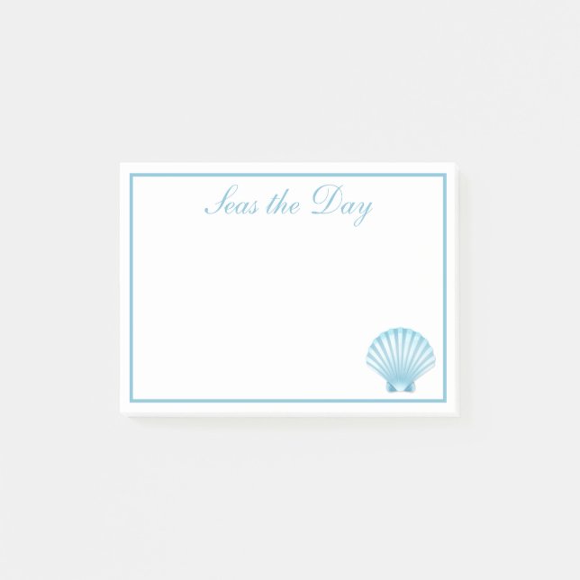 Shell Nautical Blue Seashell Beach Motivational Post-it Notes (Front)