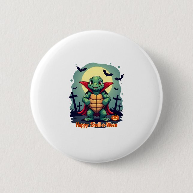Shell-o-Ween Turtle 2 Inch Round Button (Front)