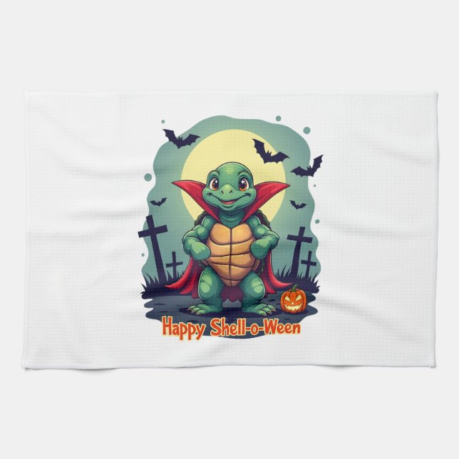 Shell-o-Ween Turtle Kitchen Towel (Horizontal)