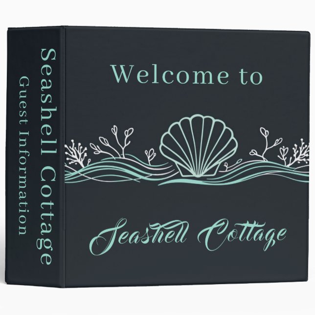 Shell on Dark Green Vacation Rental Binder (Front/Spine)