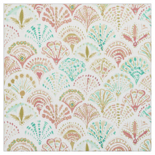 SHELL OUT Mermaid Scales in Coral, Mint + Gold Fabric