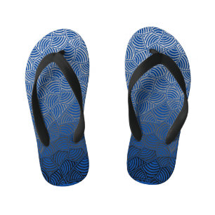 Shell pattern.04.w DBlue BG Kid's Flip Flops