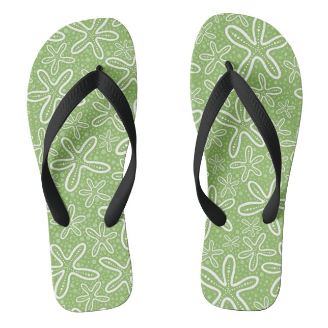 Shell Pattern On Spotted Background Flip Flops (Footbed)
