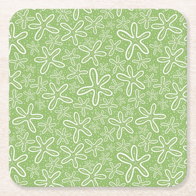Shell Pattern On Spotted Background Square Paper Coaster (Front)