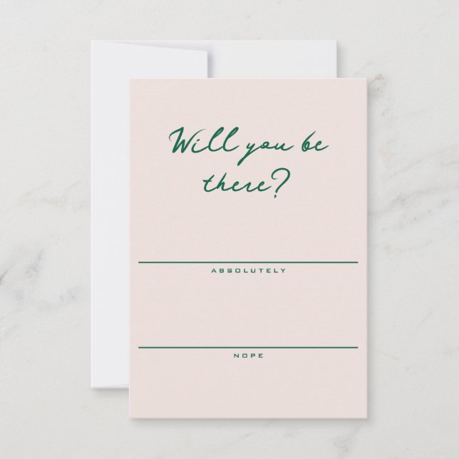 Shell Pink and Green Simple RSVP Card (Devant)