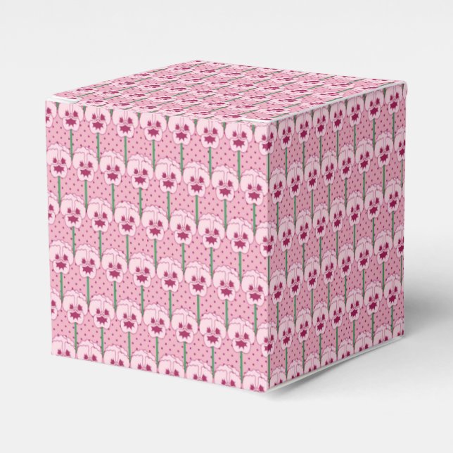 Shell pink pansies - retro wallpaper pattern favor box (Front Side)