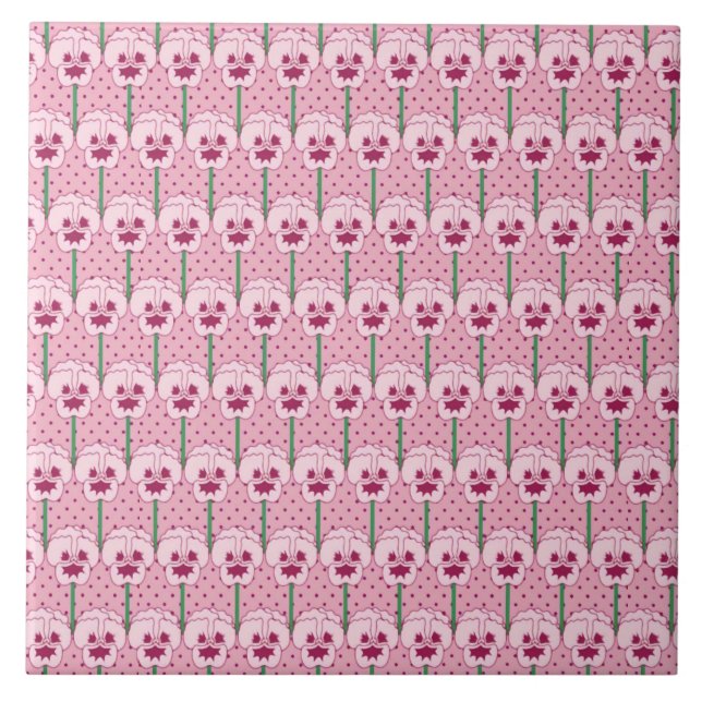 Shell pink pansies - retro wallpaper pattern tile (Front)