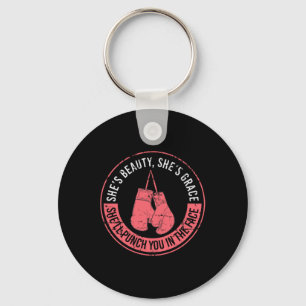 She'll Punch You In The Face Boxing Girl Kickboxin Keychain