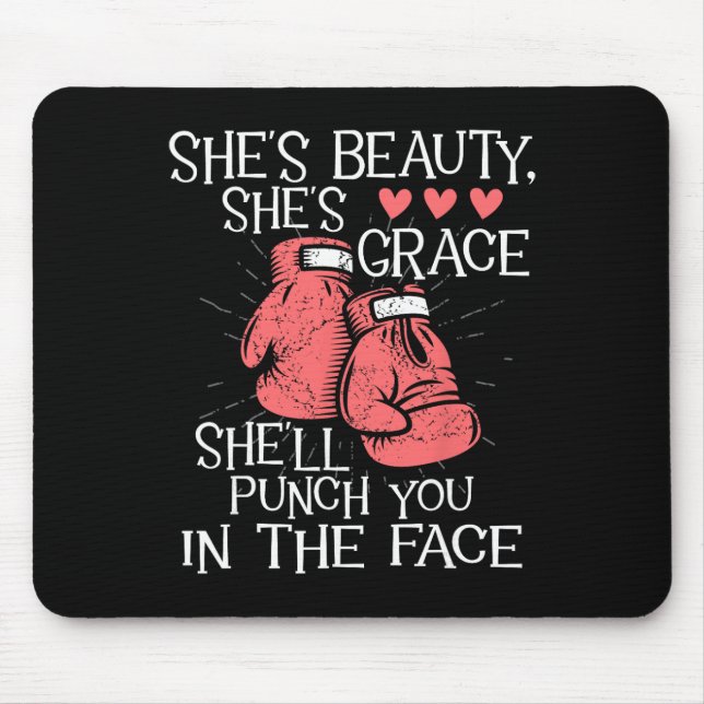 She'll Punch You In The Face - Kickboxer Kickboxin Mouse Pad (Front)