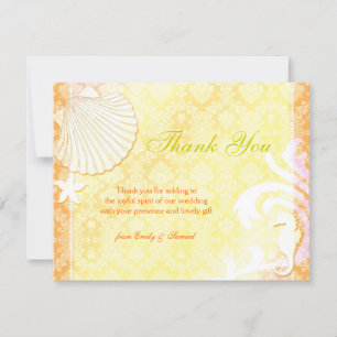 Shell & Seahorse Beach Wedding Thank You Card