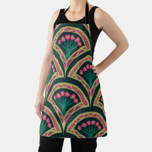 shell shaped green pattern apron