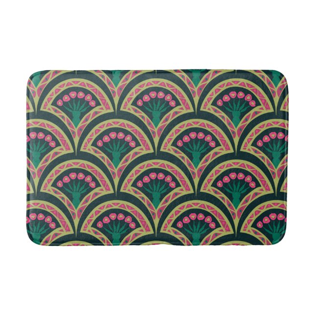 shell shaped green pattern bath mat (Front)
