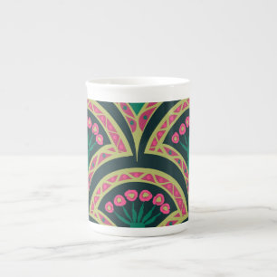 shell shaped green pattern bone china mug