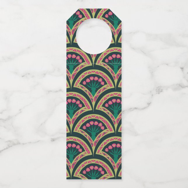 shell shaped green pattern bottle tag (Front)