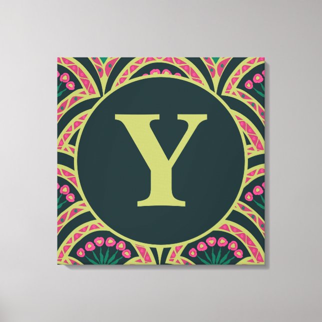 shell shaped green pattern canvas print (Front)