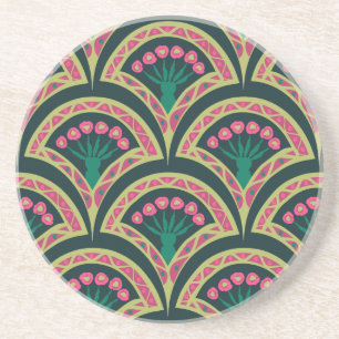 shell shaped green pattern coaster