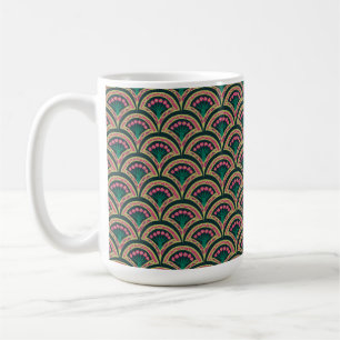 shell shaped green pattern coffee mug