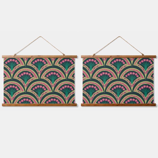 shell shaped green pattern hanging tapestry (Double)