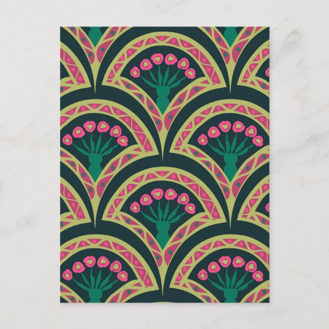 shell shaped green pattern holiday postcard (Front)