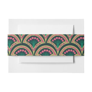 shell shaped green pattern invitation belly band