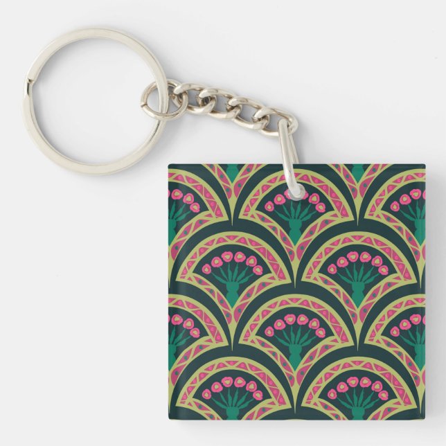 shell shaped green pattern keychain (Front)