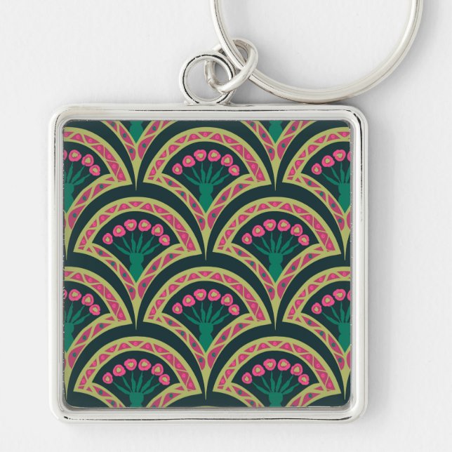 shell shaped green pattern keychain (Front)