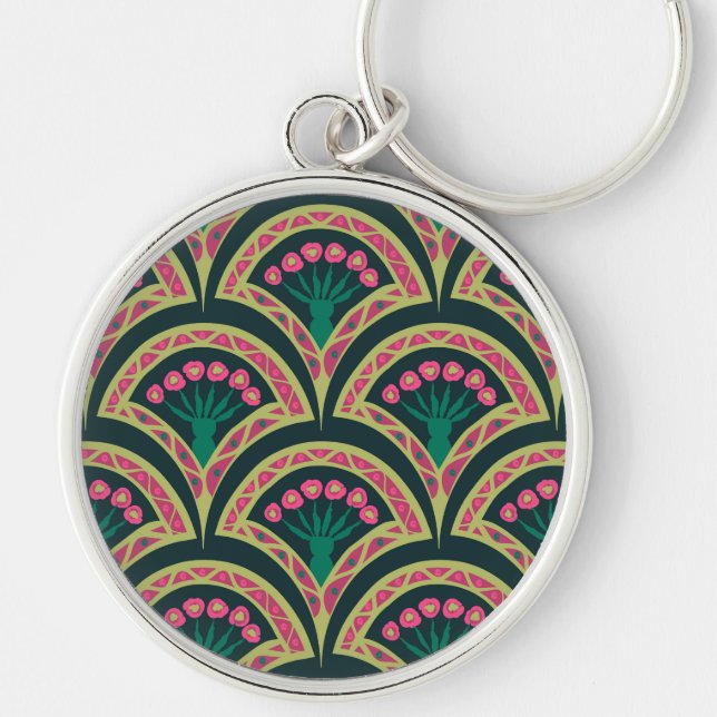 shell shaped green pattern keychain (Front)