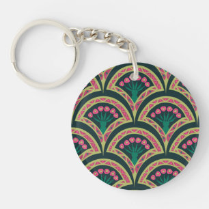 shell shaped green pattern keychain