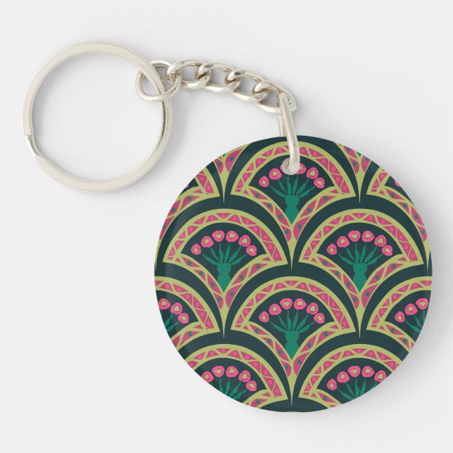 shell shaped green pattern keychain (Front)