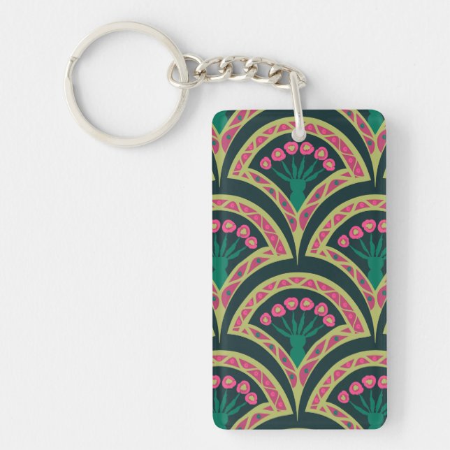 shell shaped green pattern keychain (Front)