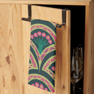 shell shaped green pattern kitchen towel