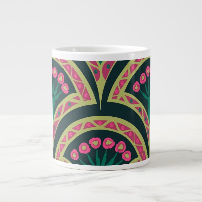 shell shaped green pattern large coffee mug (Front)
