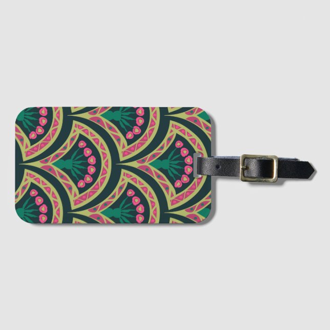 shell shaped green pattern luggage tag (Front Horizontal)
