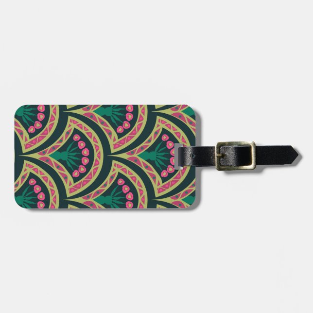 shell shaped green pattern luggage tag (Front Horizontal)