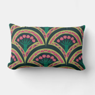 shell shaped green pattern lumbar pillow