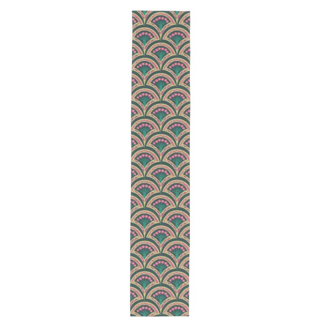 shell shaped green pattern medium table runner (Front)
