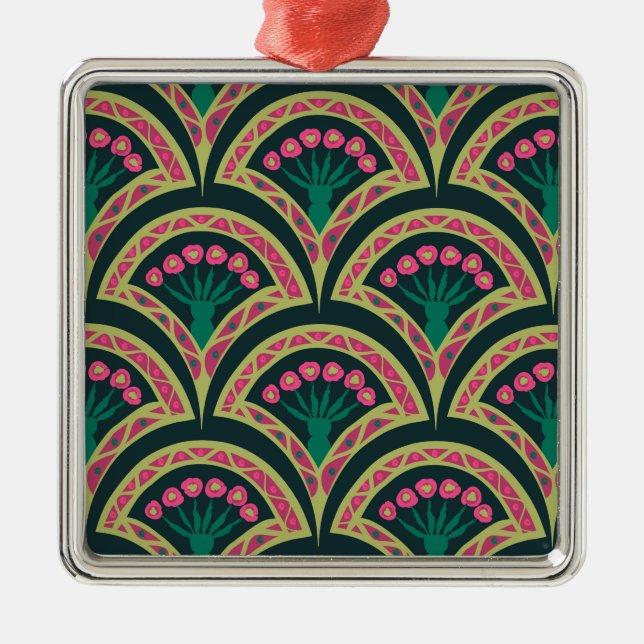 shell shaped green pattern metal ornament (Front)