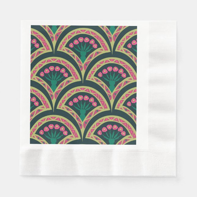 shell shaped green pattern napkin (Front)