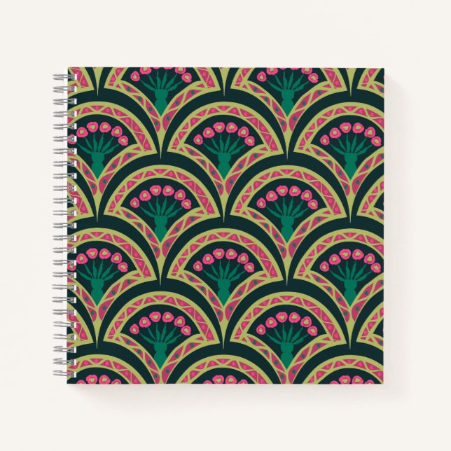 shell shaped green pattern notebook (Front)