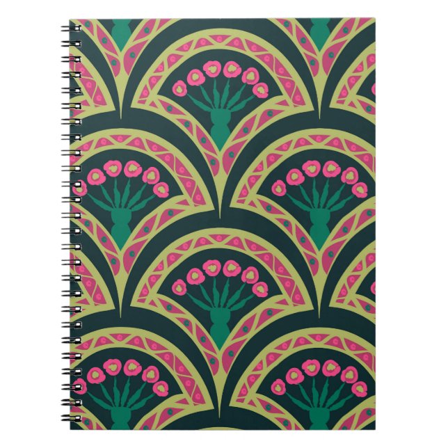shell shaped green pattern notebook (Front)