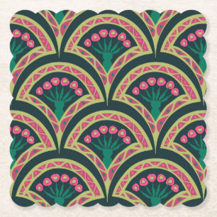 shell shaped green pattern paper coaster