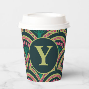 shell shaped green pattern paper cups