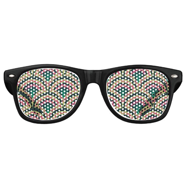 shell shaped green pattern retro sunglasses (Front)
