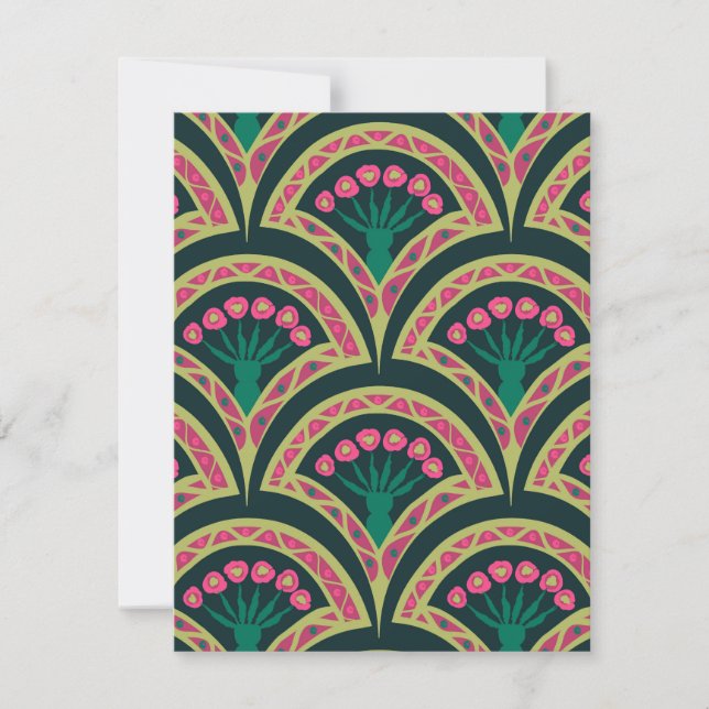 shell shaped green pattern save the date (Front)