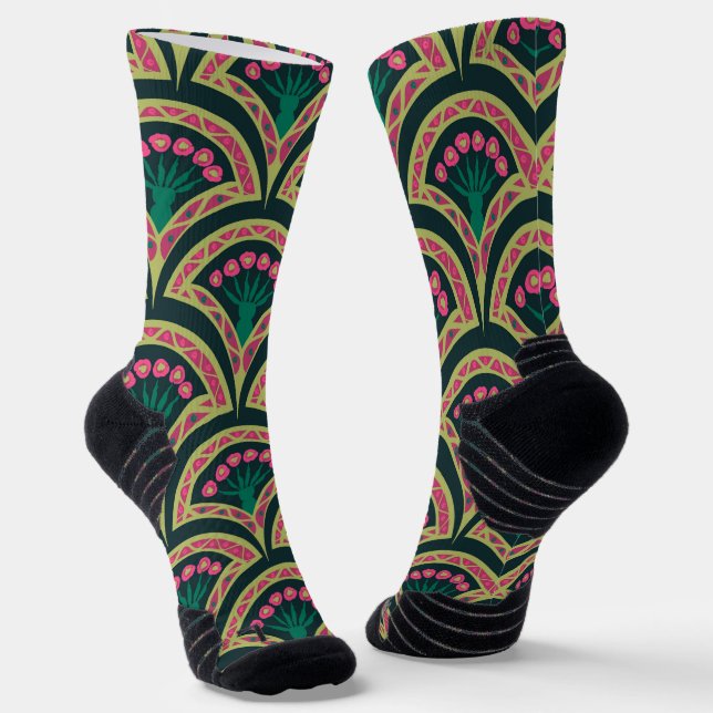shell shaped green pattern socks (Angled)