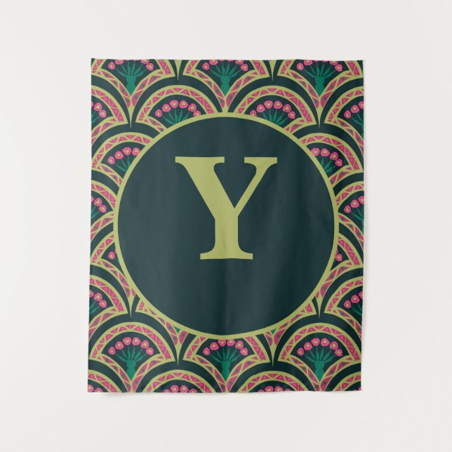 shell shaped green pattern tapestry (Front)